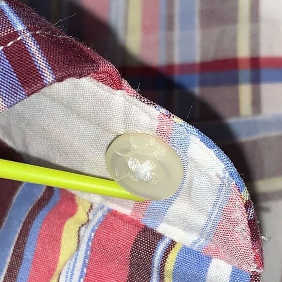 Daniel Cremieux Mens Size XXL Button‎ Front Denim Red Blue Plaid Short Sleeves - Picture 6 of 6